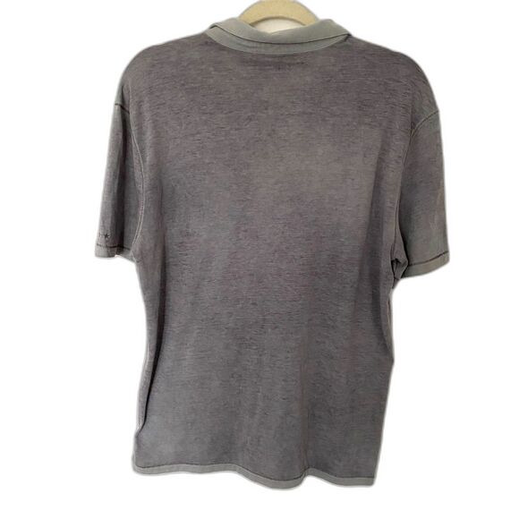 John Varvatos USA Men’s Washed Gray Pullover Short Sleeve Polo Shirt Sz M - Picture 2 of 8